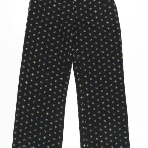Red Herring Women’s Black Geometric Wide-Leg Trousers Size 8