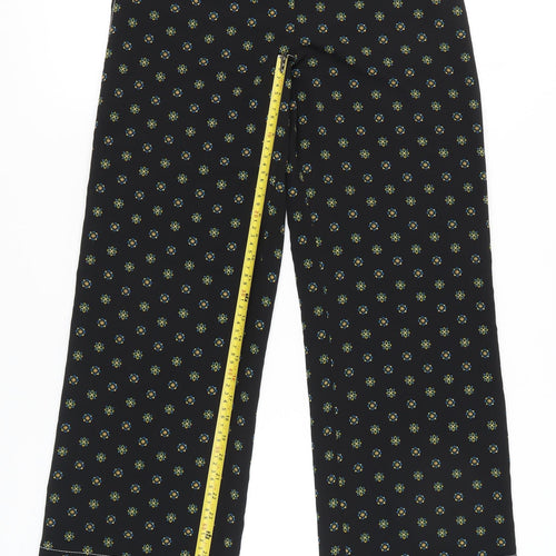 Red Herring Women’s Black Geometric Wide-Leg Trousers Size 8