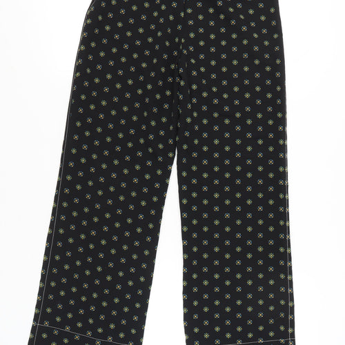 Red Herring Women’s Black Geometric Wide-Leg Trousers Size 8
