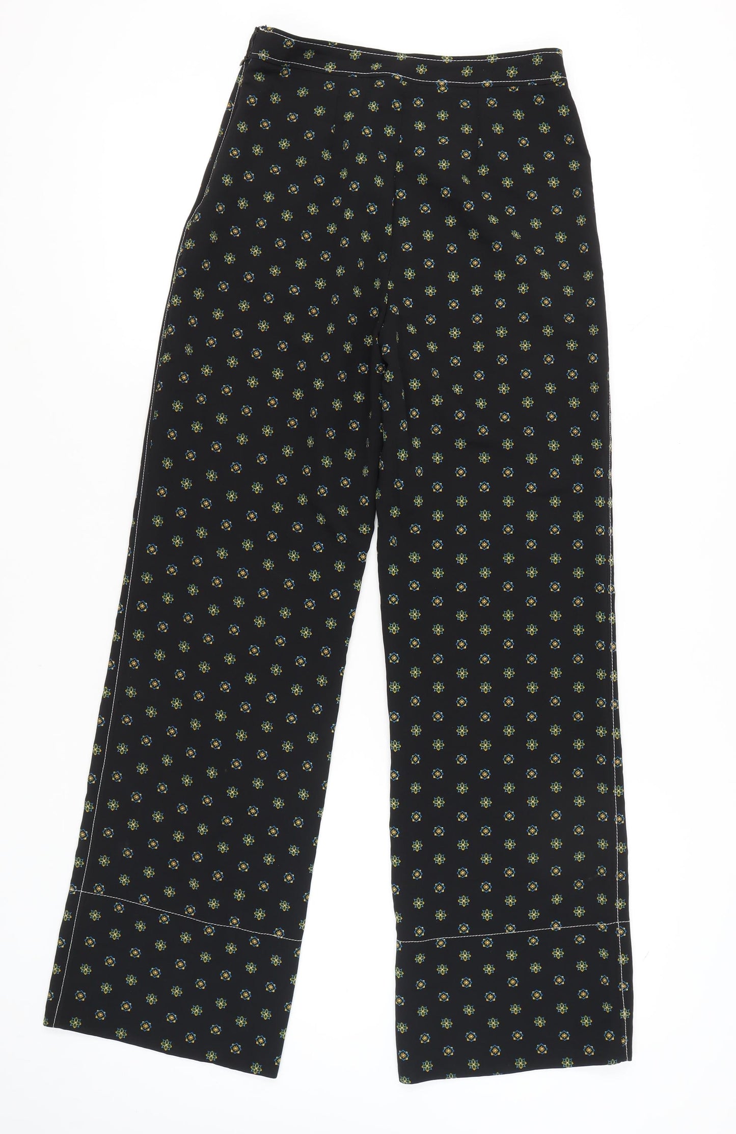Red Herring Women’s Black Geometric Wide-Leg Trousers Size 8