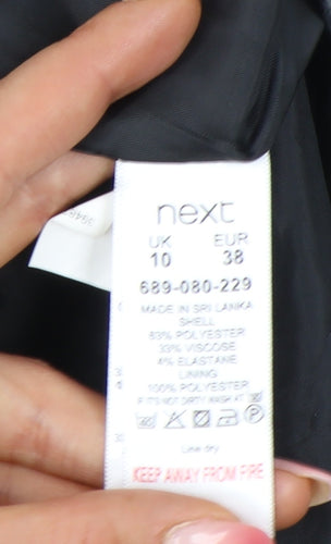 Next Women’s Black White Fit & Flare Dress Size 10 V-Neck Knee Length