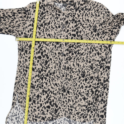 Nina Leonard Women’s Beige Leopard Print 4XL Button-Up Shirt