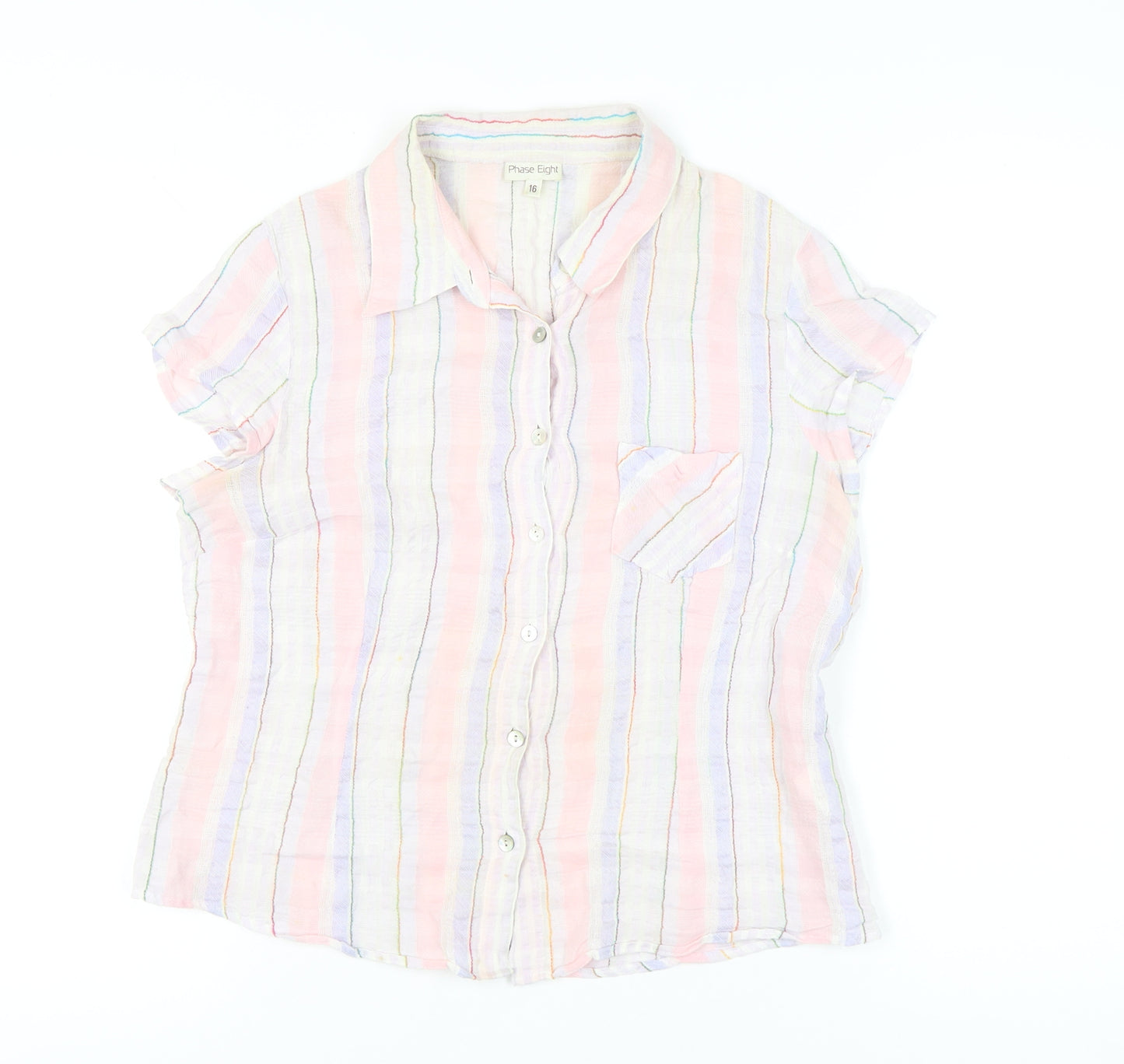 Phase Eight Women’s Multicoloured Stripe Button-Up Shirt Size 16
