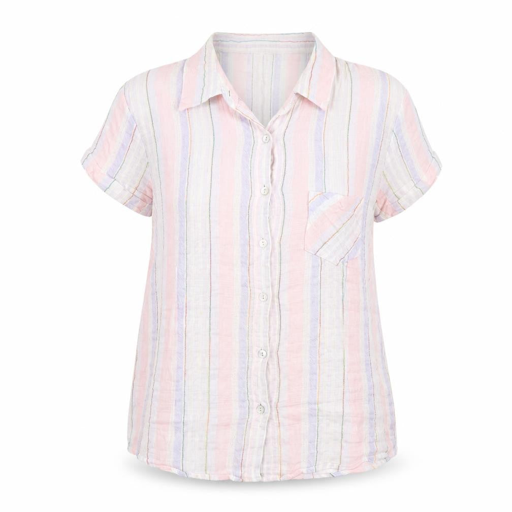 Front view of Phase Eight Women’s Multicoloured Stripe Button-Up Shirt, size UK 16