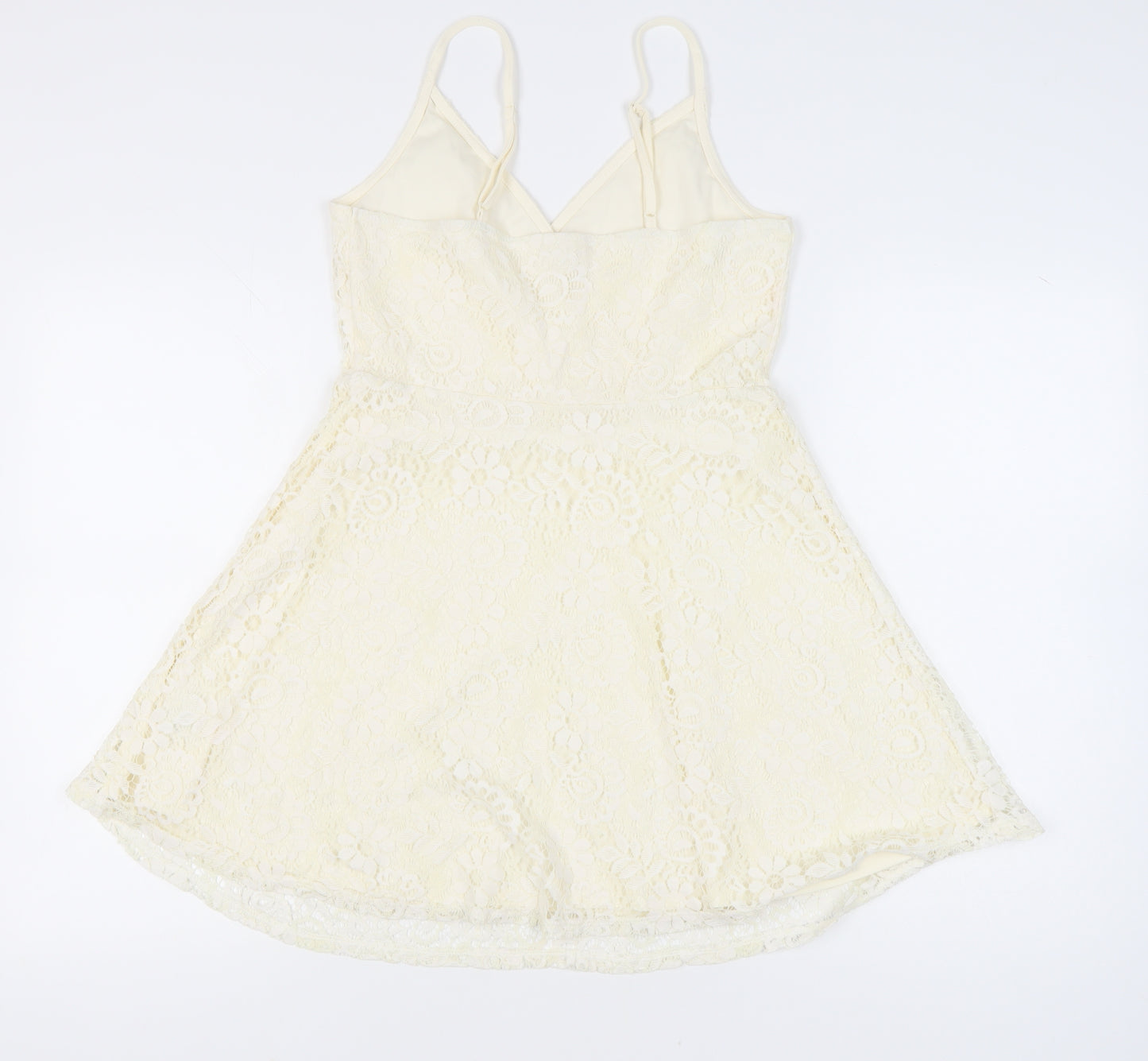 Mossimo Women’s Ivory Lace A-Line Short Dress S Sleeveless V-Neck