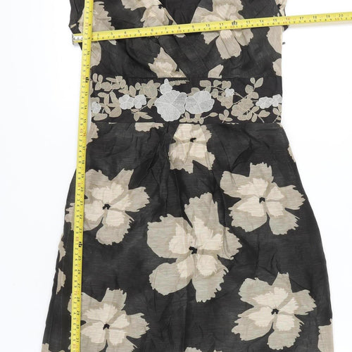 Fenn Wright Manson Petites Black Floral Sheath Dress Size 8