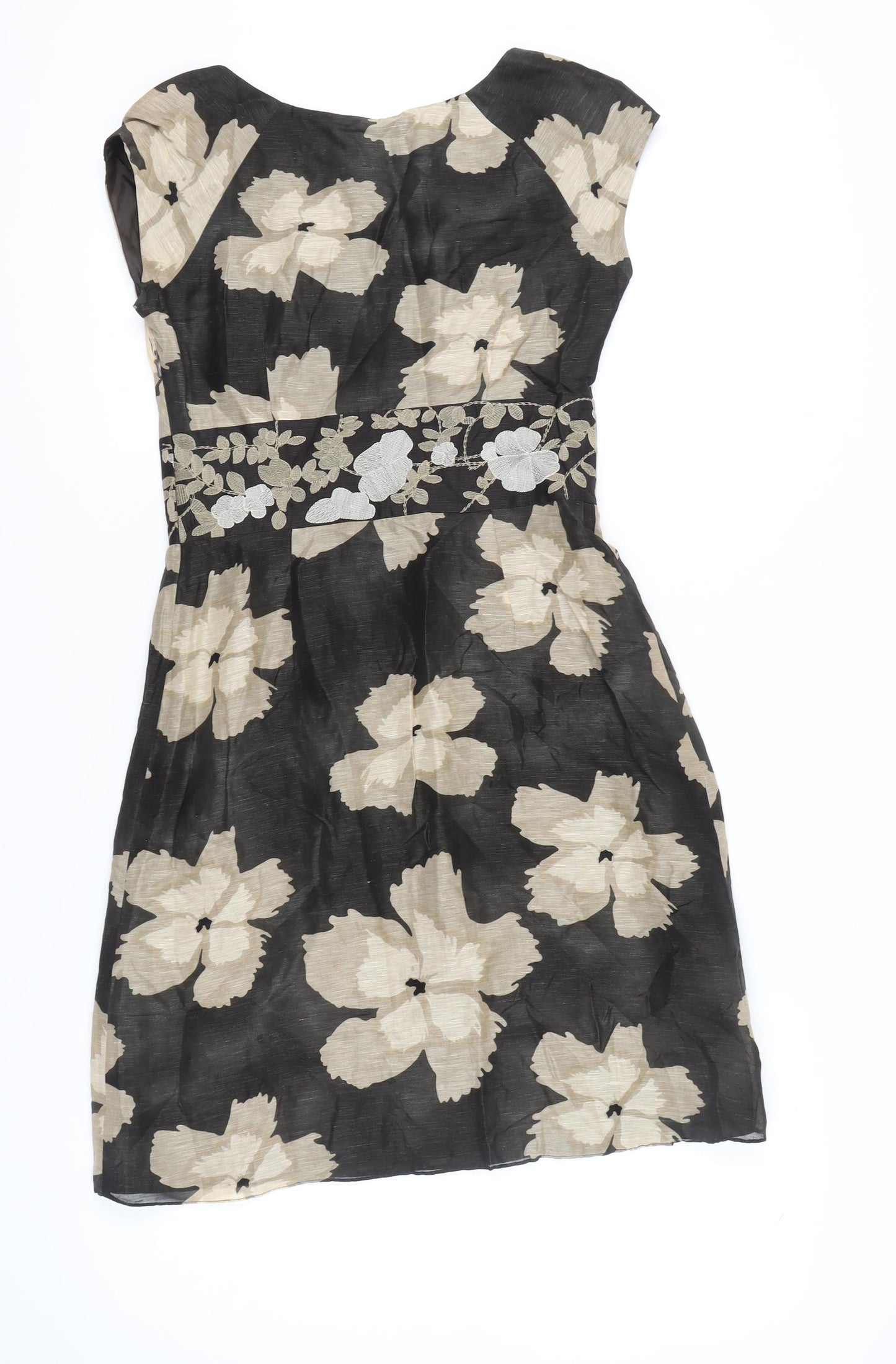 Fenn Wright Manson Petites Black Floral Sheath Dress Size 8