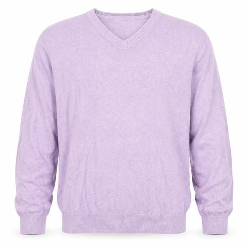 Marks and Spencer Men's Purple XL Cotton V-Neck Jumper