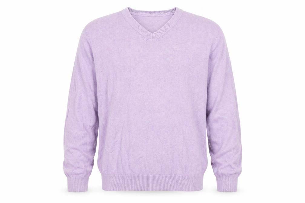 Marks and Spencer Men's Purple XL Cotton V-Neck Jumper