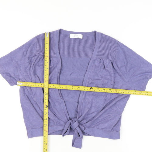 Marks and Spencer Women Purple Size 16 Cardigan V-Neck Short Sleeve