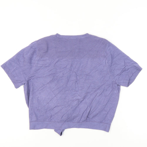 Marks and Spencer Women Purple Size 16 Cardigan V-Neck Short Sleeve