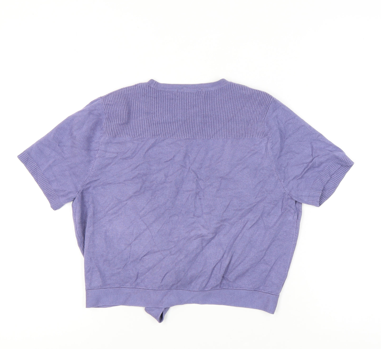 Marks and Spencer Women Purple Size 16 Cardigan V-Neck Short Sleeve