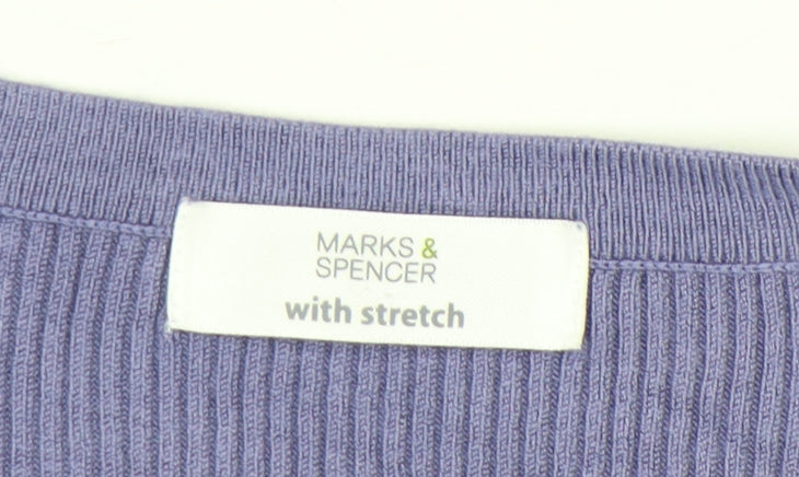 Marks and Spencer Women Purple Size 16 Cardigan V-Neck Short Sleeve