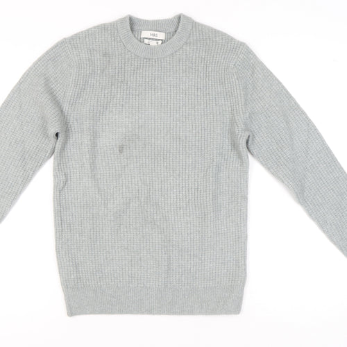 Marks and Spencer Women’s Grey XS Waffle-Knit Wool Blend Jumper