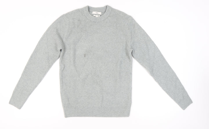 Marks and Spencer Women’s Grey XS Waffle-Knit Wool Blend Jumper
