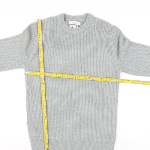 Marks and Spencer Women’s Grey XS Waffle-Knit Wool Blend Jumper