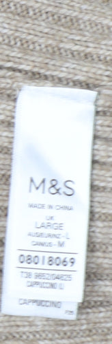 Marks and Spencer Women’s Beige Large Ribbed Crew Neck Pullover Jumper