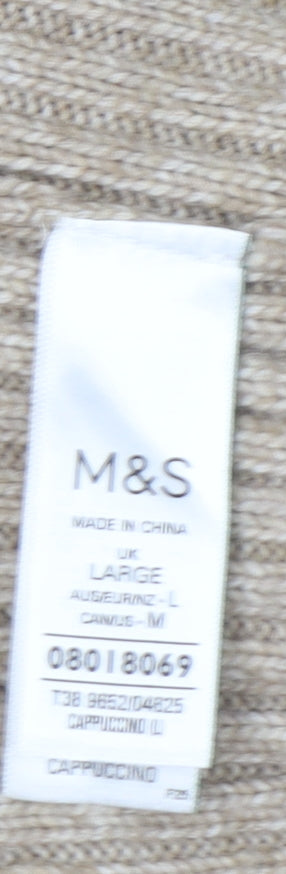 Marks and Spencer Women’s Beige Large Ribbed Crew Neck Pullover Jumper
