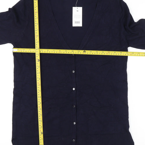 Papaya Women's Blue Size 16 V-Neck Long Sleeve Cardigan
