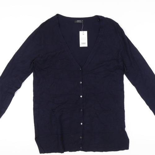 Papaya Women's Blue Size 16 V-Neck Long Sleeve Cardigan