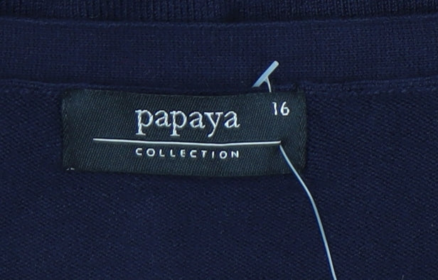 Papaya Women's Blue Size 16 V-Neck Long Sleeve Cardigan