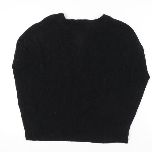 French Connection Women’s Black V-Neck Knit Top L Regular Fit