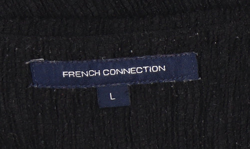 French Connection Women’s Black V-Neck Knit Top L Regular Fit