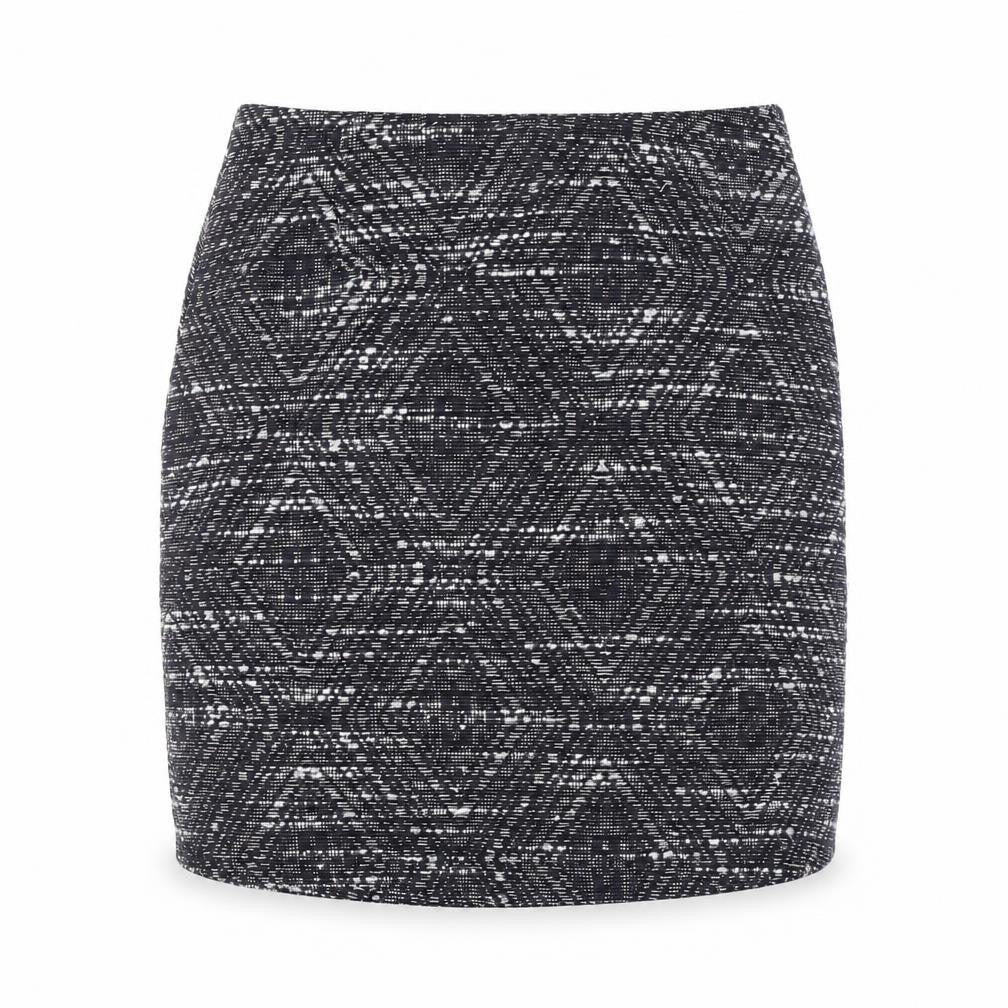 PARAPHRASE Women’s Black Geometric Tweed Pencil Skirt XS Knee Length