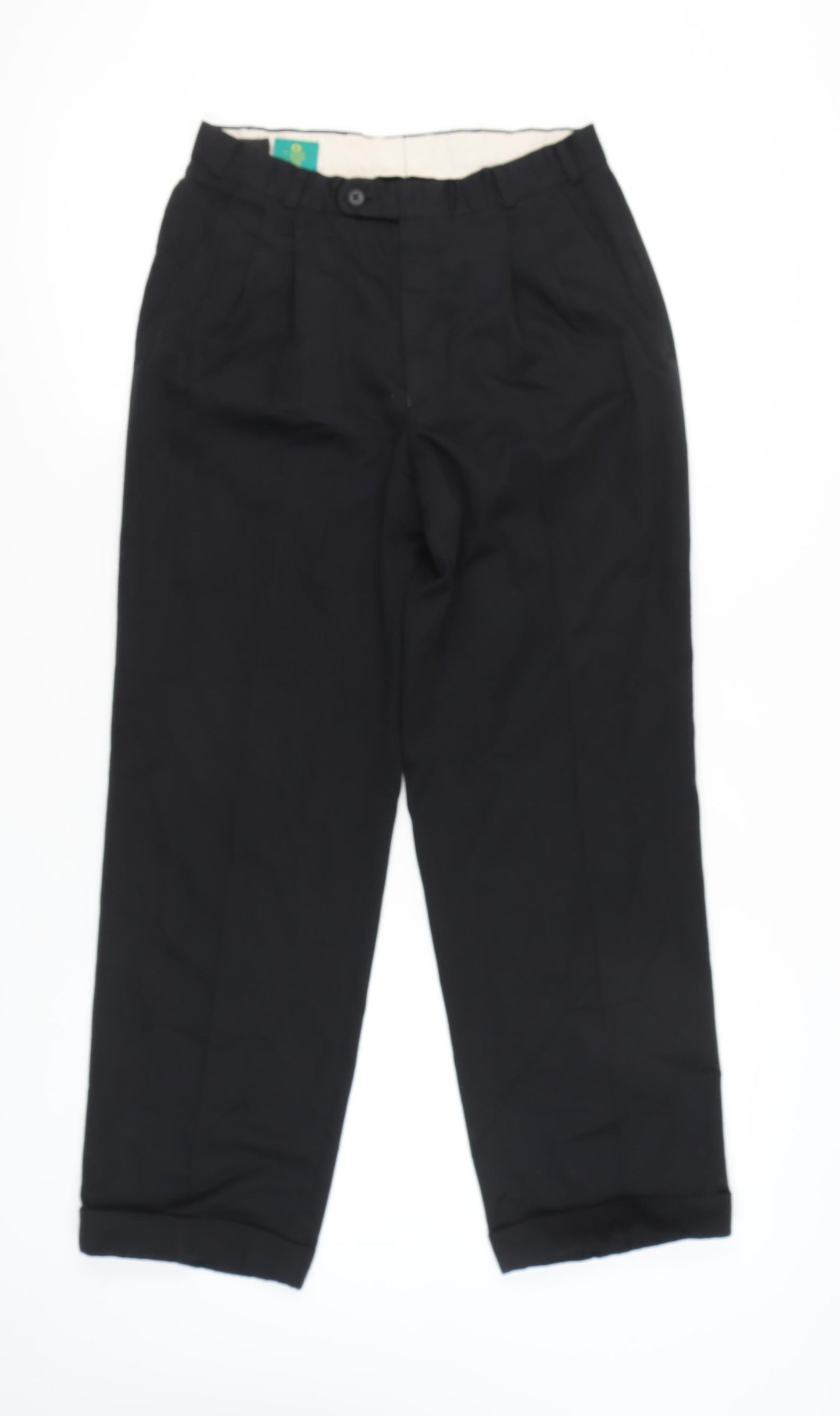 Canda Women's Black Pleated Straight Leg Trousers Size 28 Regular