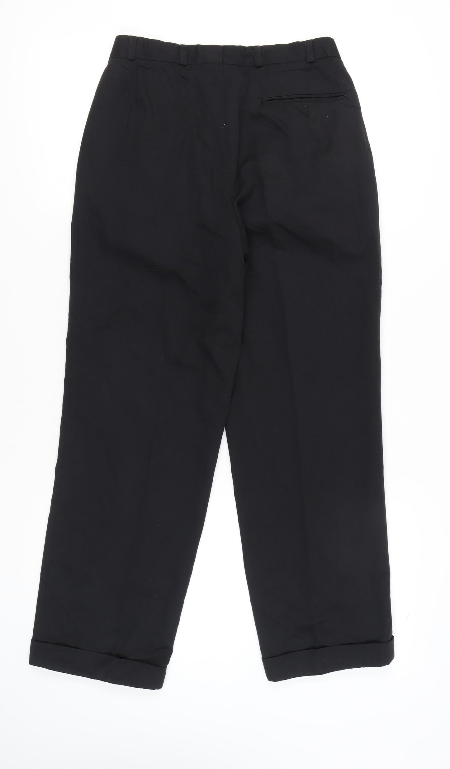 Canda Women's Black Pleated Straight Leg Trousers Size 28 Regular