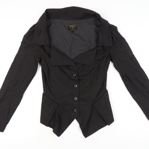 Vivienne Westwood Women's Black Cotton Collared Long Sleeve Blouse Size 16