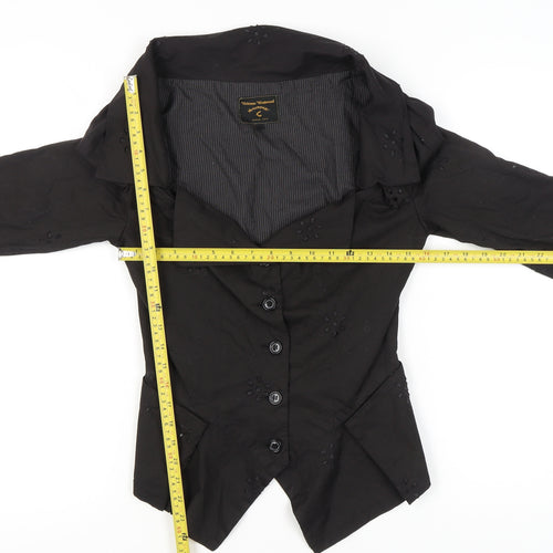 Vivienne Westwood Women's Black Cotton Collared Long Sleeve Blouse Size 16