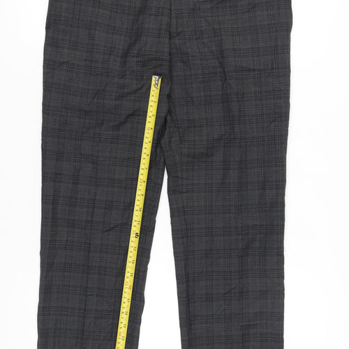 Jeff Banks Men's Grey Check Dress Trousers 34L Wool Blend Straight Fit