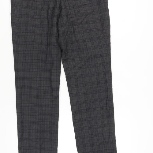 Jeff Banks Men's Grey Check Dress Trousers 34L Wool Blend Straight Fit