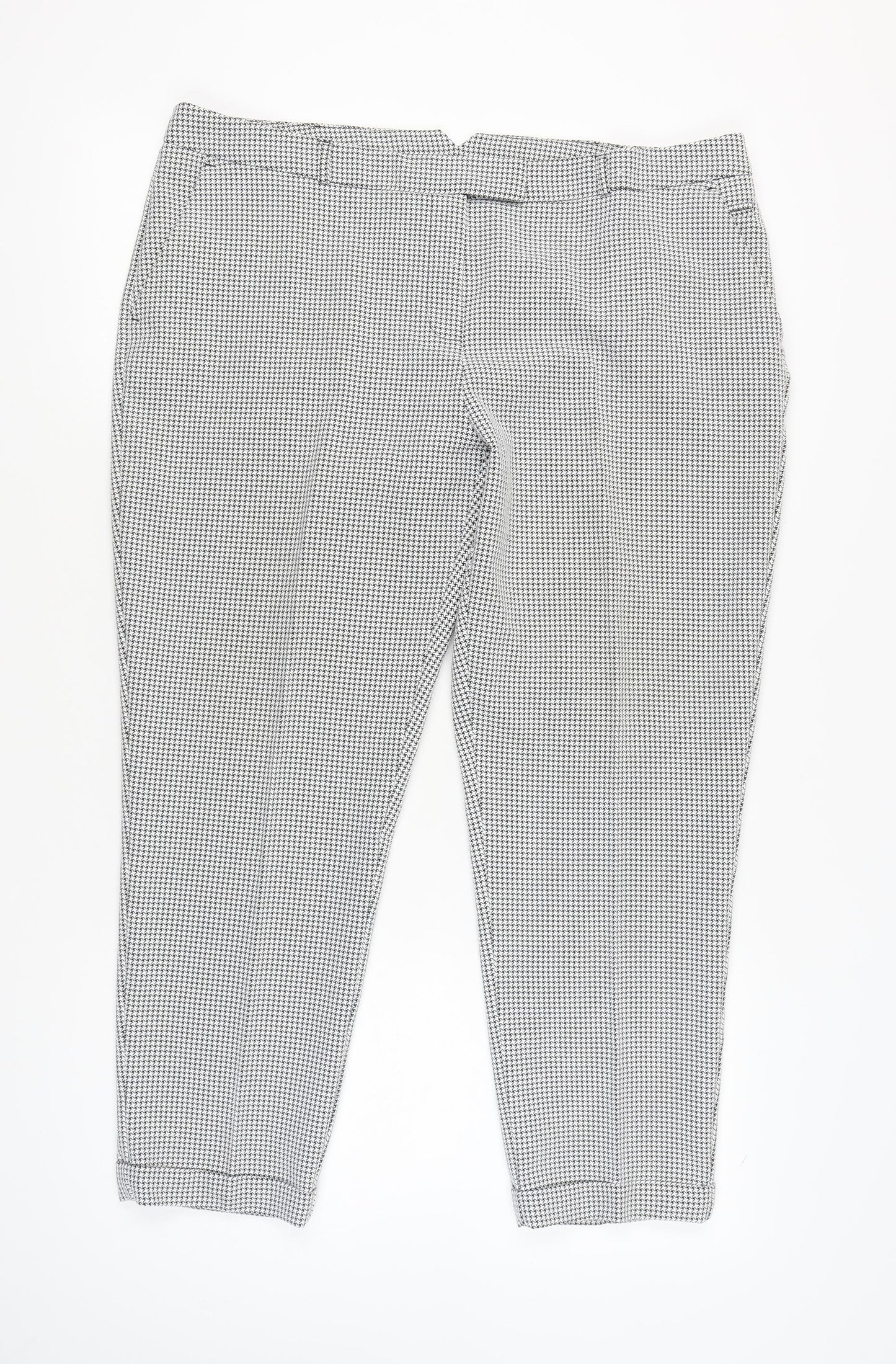 Dorothy Perkins Women's Black Houndstooth Slim Trousers Size 18