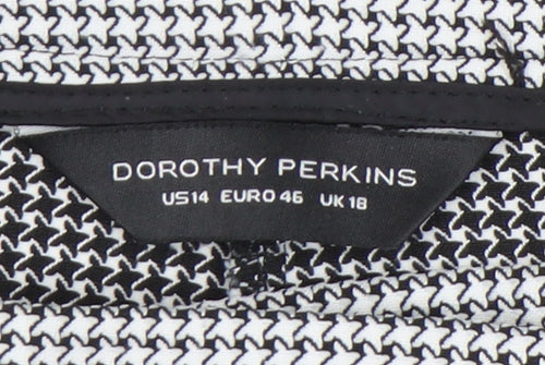 Dorothy Perkins Women's Black Houndstooth Slim Trousers Size 18