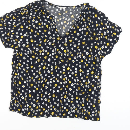 Hush Women's Multicoloured Floral Viscose Blouse Size 14 V-Neck Tunic