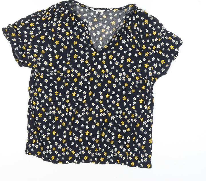 Hush Women's Multicoloured Floral Viscose Blouse Size 14 V-Neck Tunic
