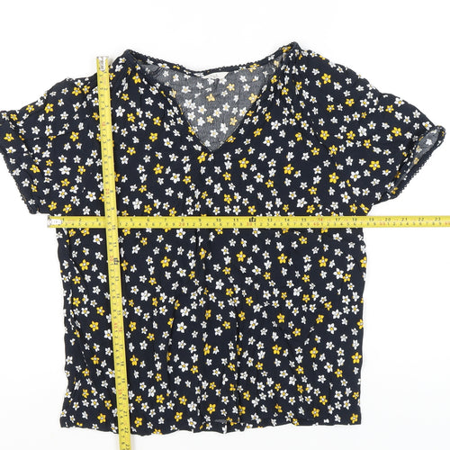 Hush Women's Multicoloured Floral Viscose Blouse Size 14 V-Neck Tunic