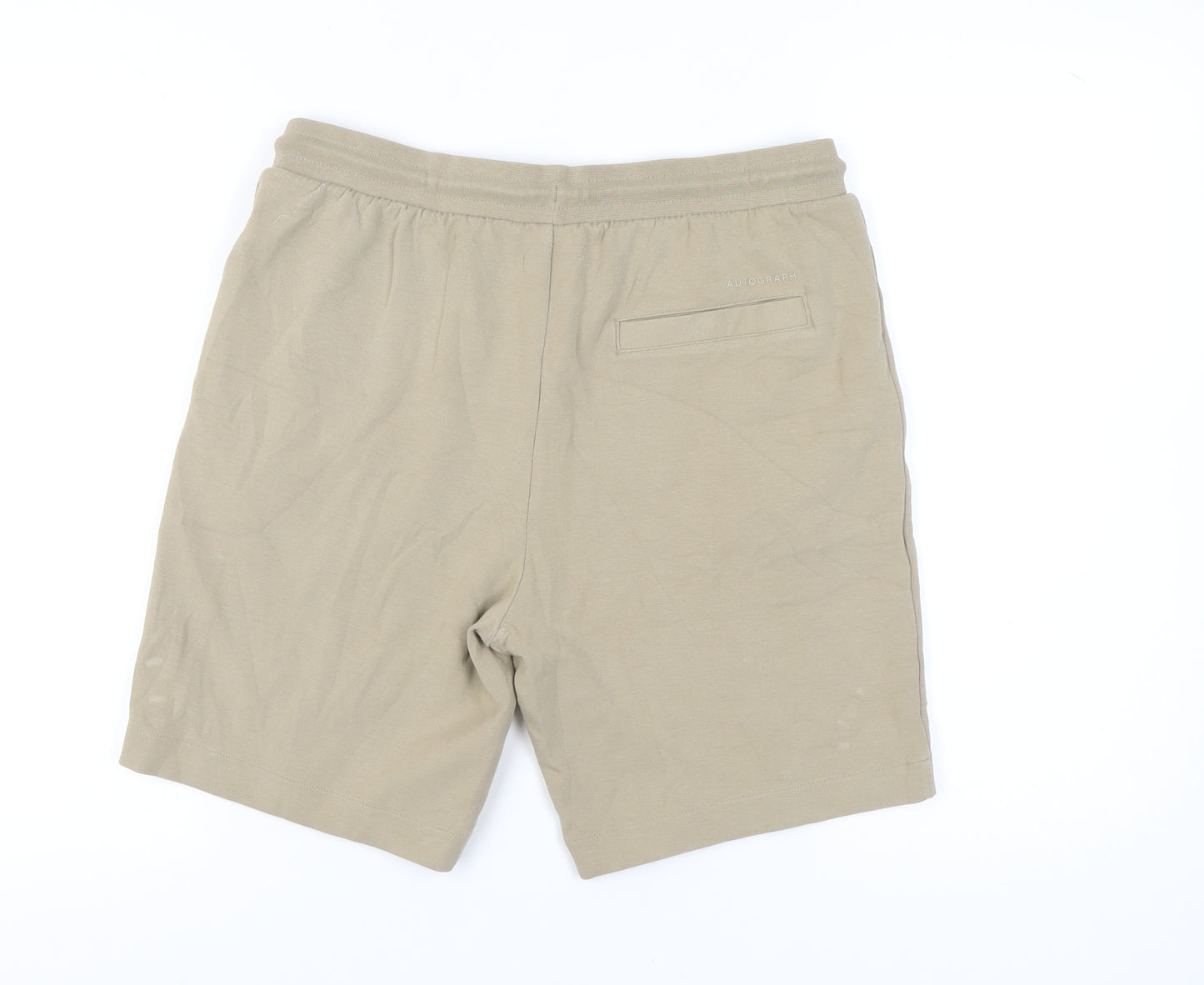 Marks and Spencer Men’s Beige M Sweat Shorts Drawstring Zip Pockets