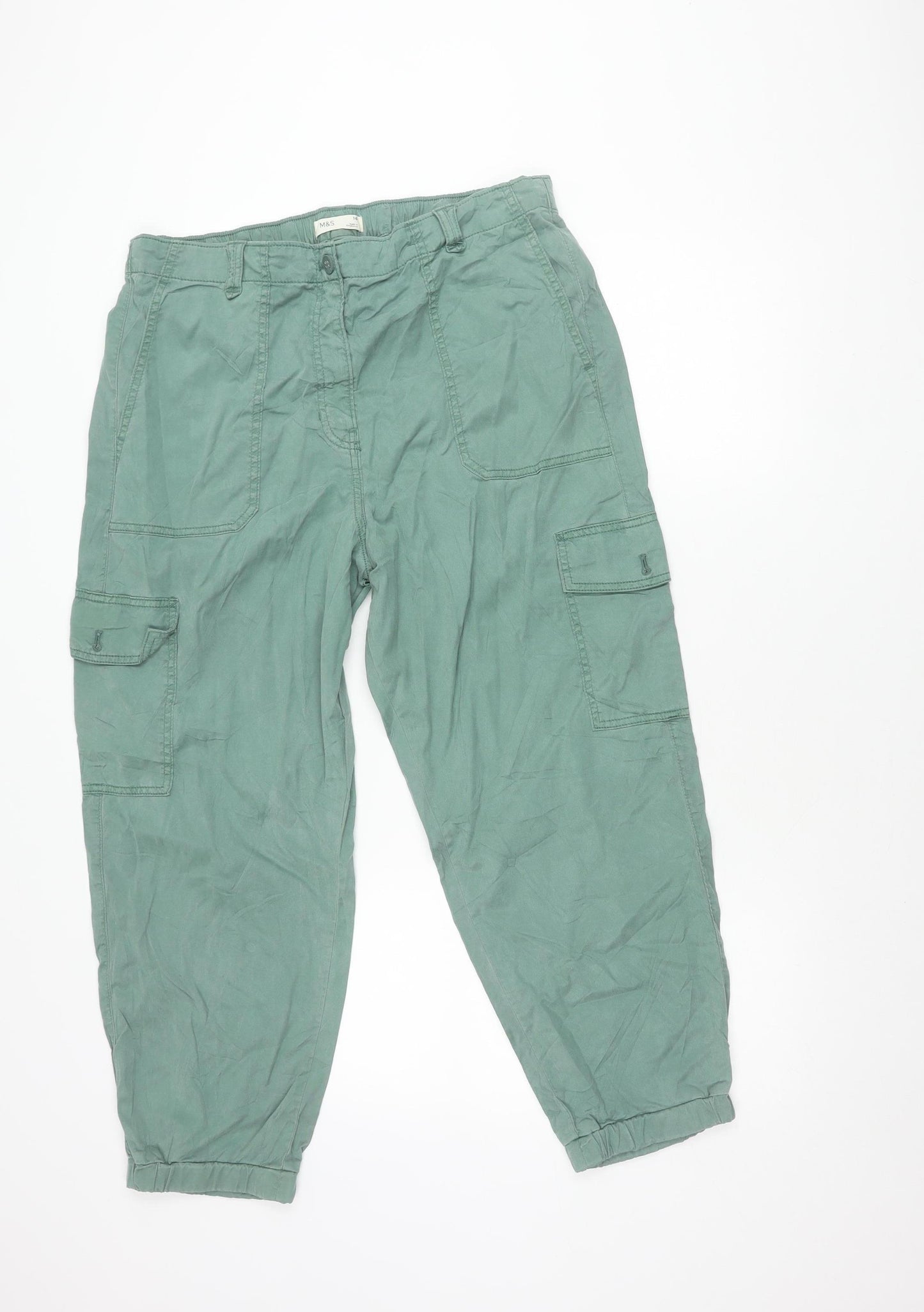 Marks and Spencer Women’s Green Cotton Cargo Trousers Size 12