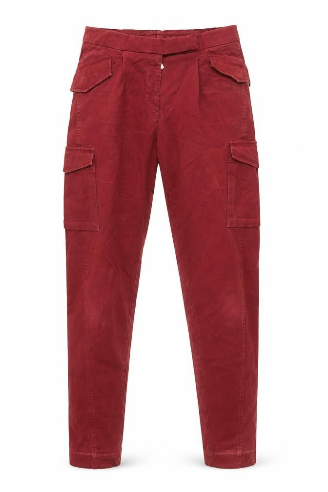 Allegri Men's Red Cargo Trousers M Straight Leg Casual