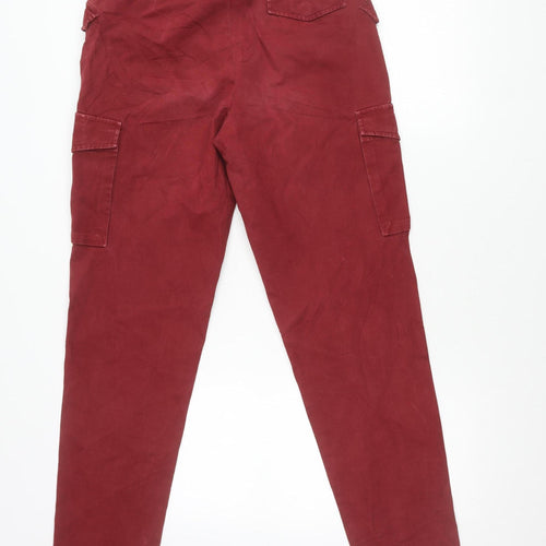 Allegri Men's Red Cargo Trousers M Straight Leg Casual