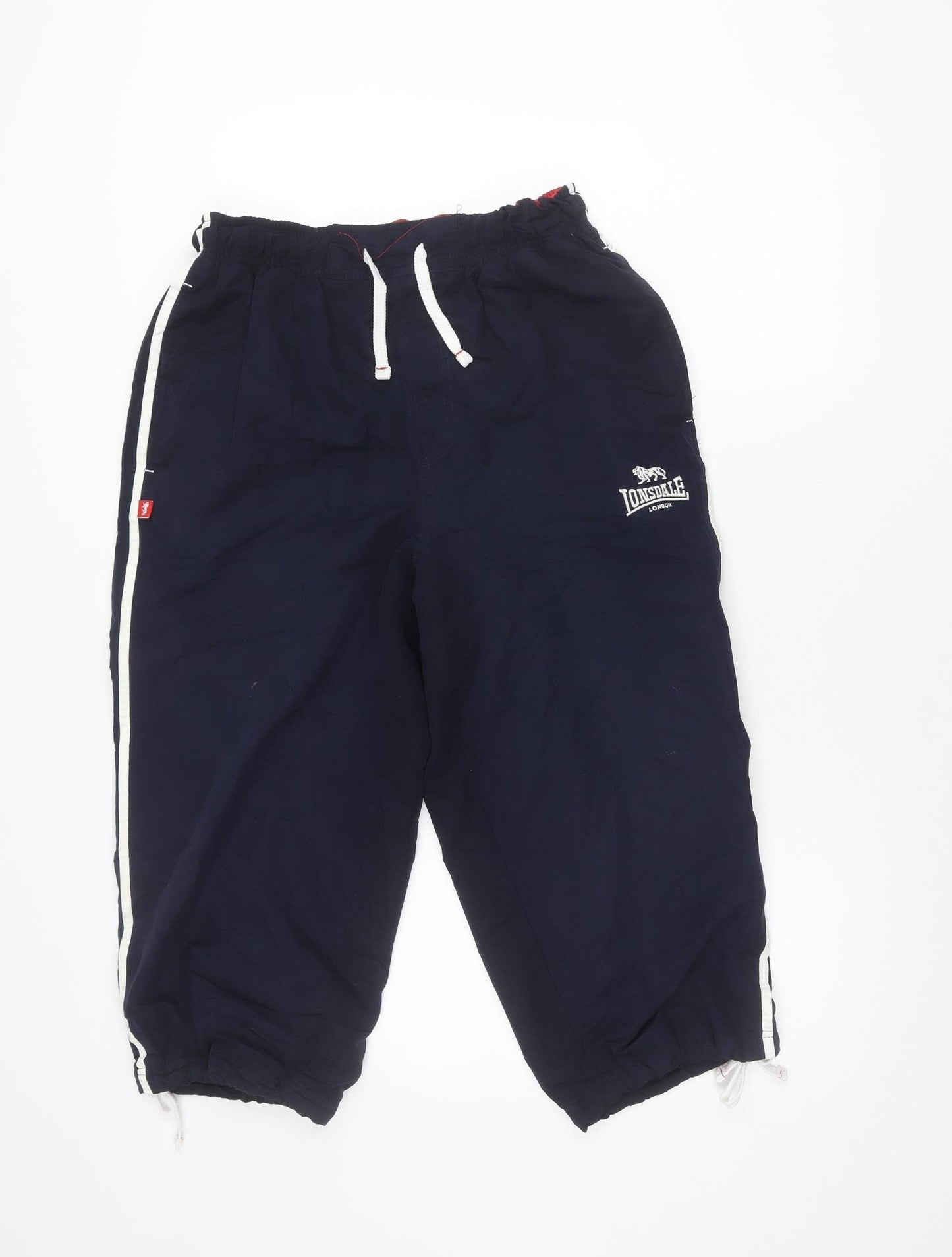 Lonsdale Men’s Blue M Track Pants with Side Stripes & Pockets