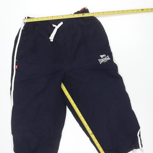 Lonsdale Men’s Blue M Track Pants with Side Stripes & Pockets