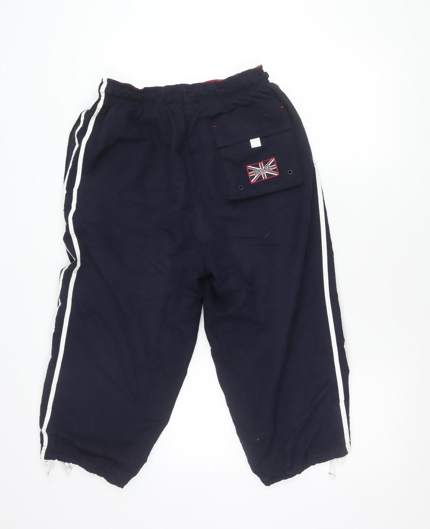 Lonsdale Men’s Blue M Track Pants with Side Stripes & Pockets