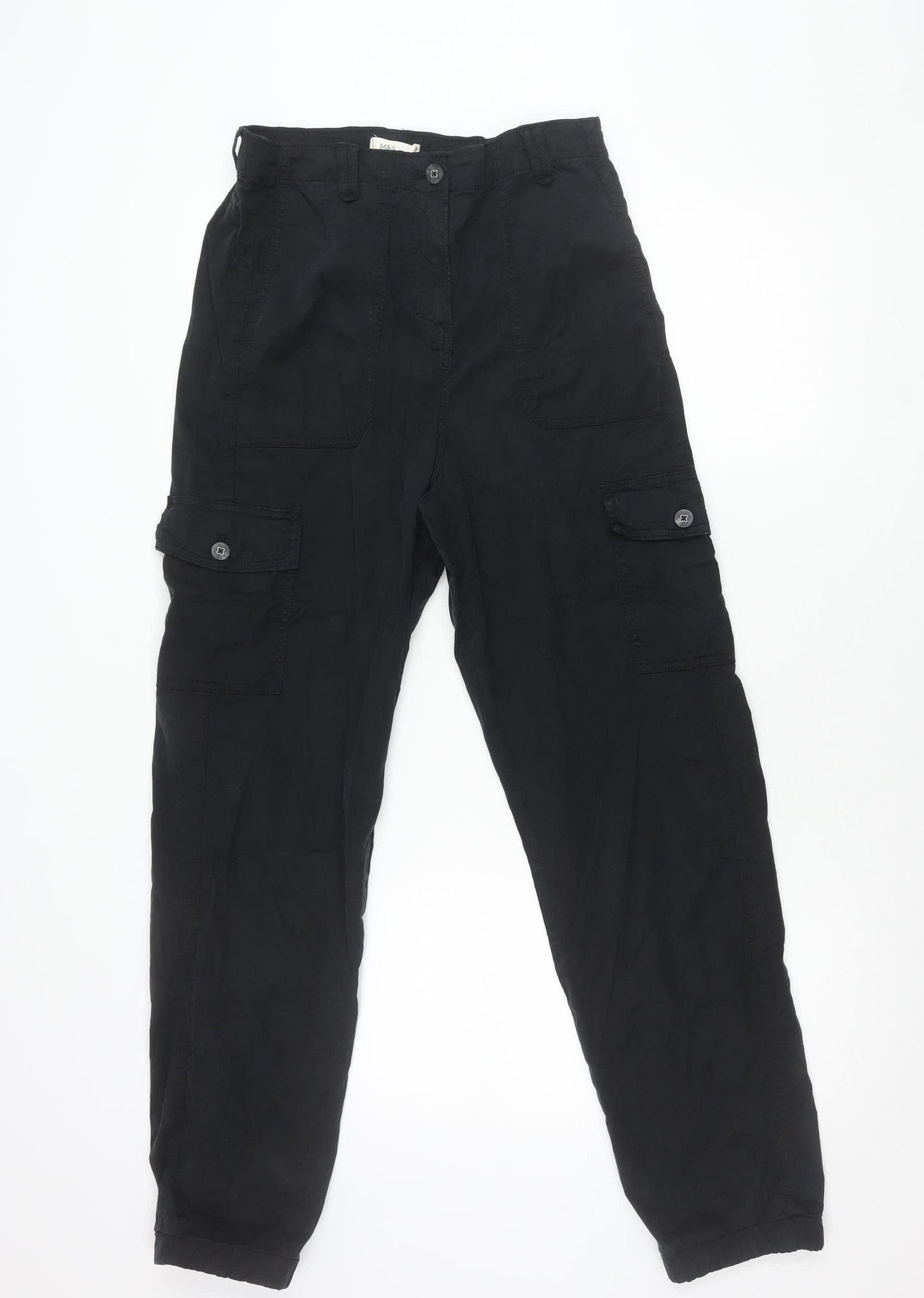 Marks and Spencer Womens Black Cargo Trousers Size 10 Regular Fit