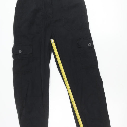 Marks and Spencer Womens Black Cargo Trousers Size 10 Regular Fit