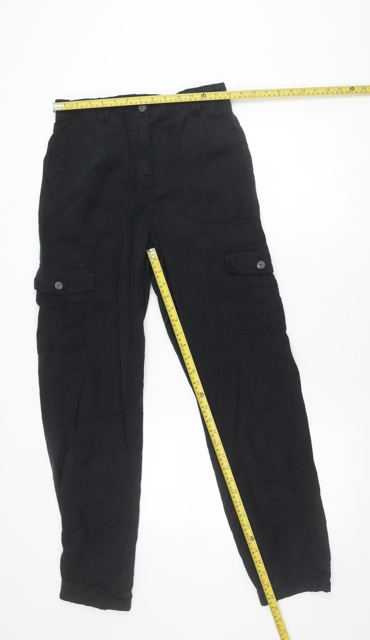 Marks and Spencer Womens Black Cargo Trousers Size 10 Regular Fit