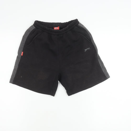 Slazenger Boys Black Athletic Shorts 9-10Y Elastic Waist Jersey Sports